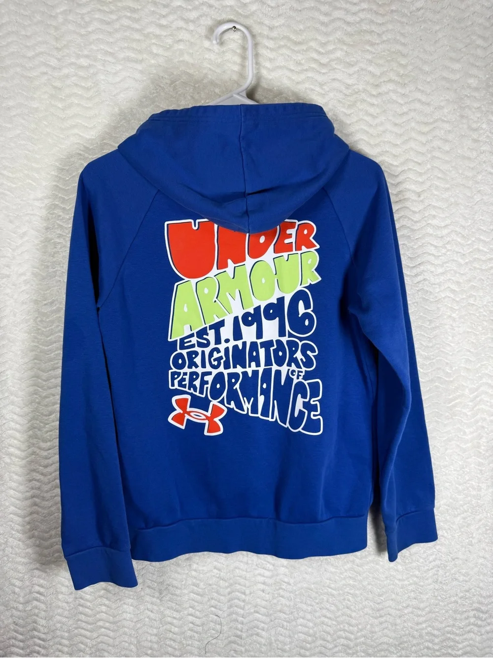 Under Armour Kids Royal Blue Hooded Pullover with Color Graphics
